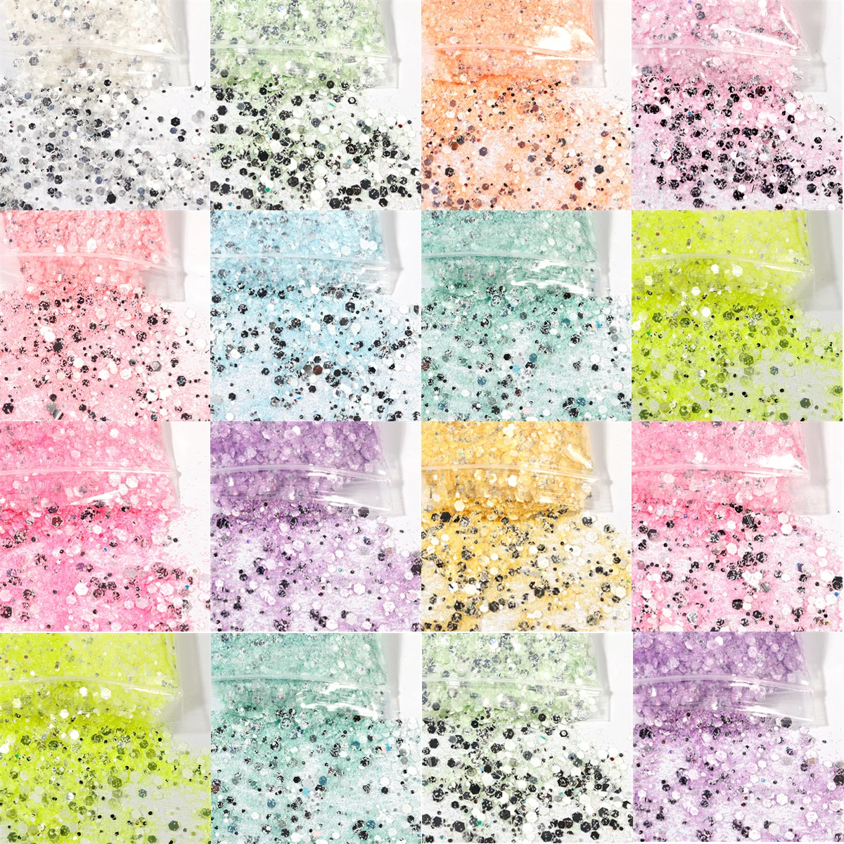 50g/Bag Iridescent Opal Clear Glitter Chunky Glitter Polyester Glitter Polyester Design With Acrylic Liquid Monomer Powder SJKEH