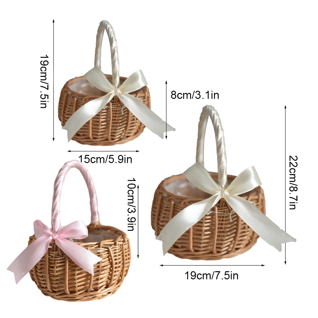 Wicker Flower Basket Hamper Gathering Picnic for Wedding Ceremony