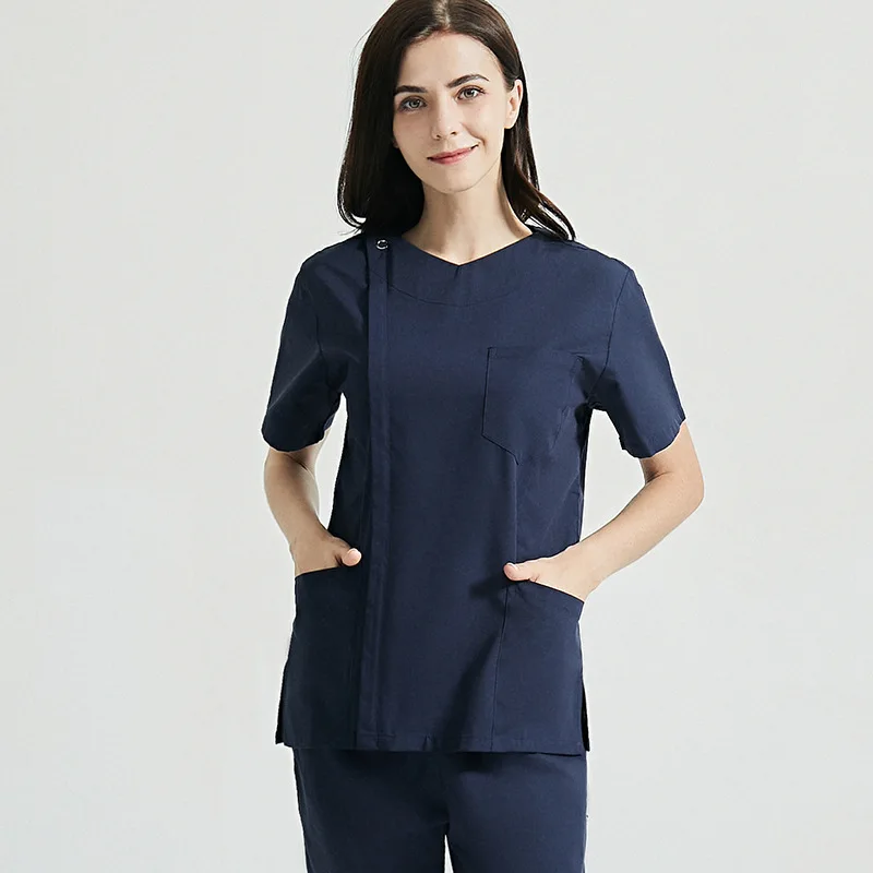 Uniforme Médical à Manches Courtes pour Infirmière, Ensemble de GIslande à Fermeture Éclair, Vêtements de Travail pour Salon de miles, Hôpital, Clinique, Médecin, Chirurgie, Imbibé, Nouvelle Collection