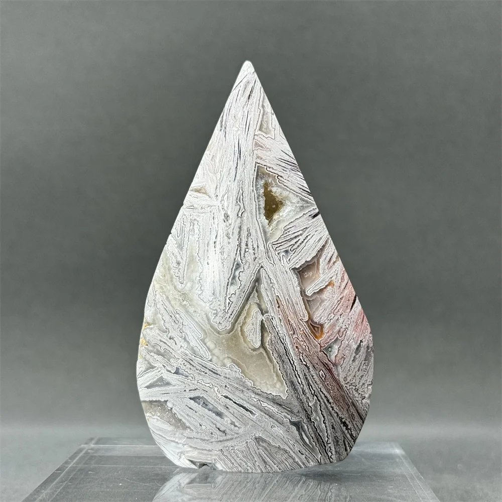 Natural White Lace Agate Free-Form Torch Therapy Meditation Aura Prayer Altar Energy Home Office Feng Shui Ornaments Gift