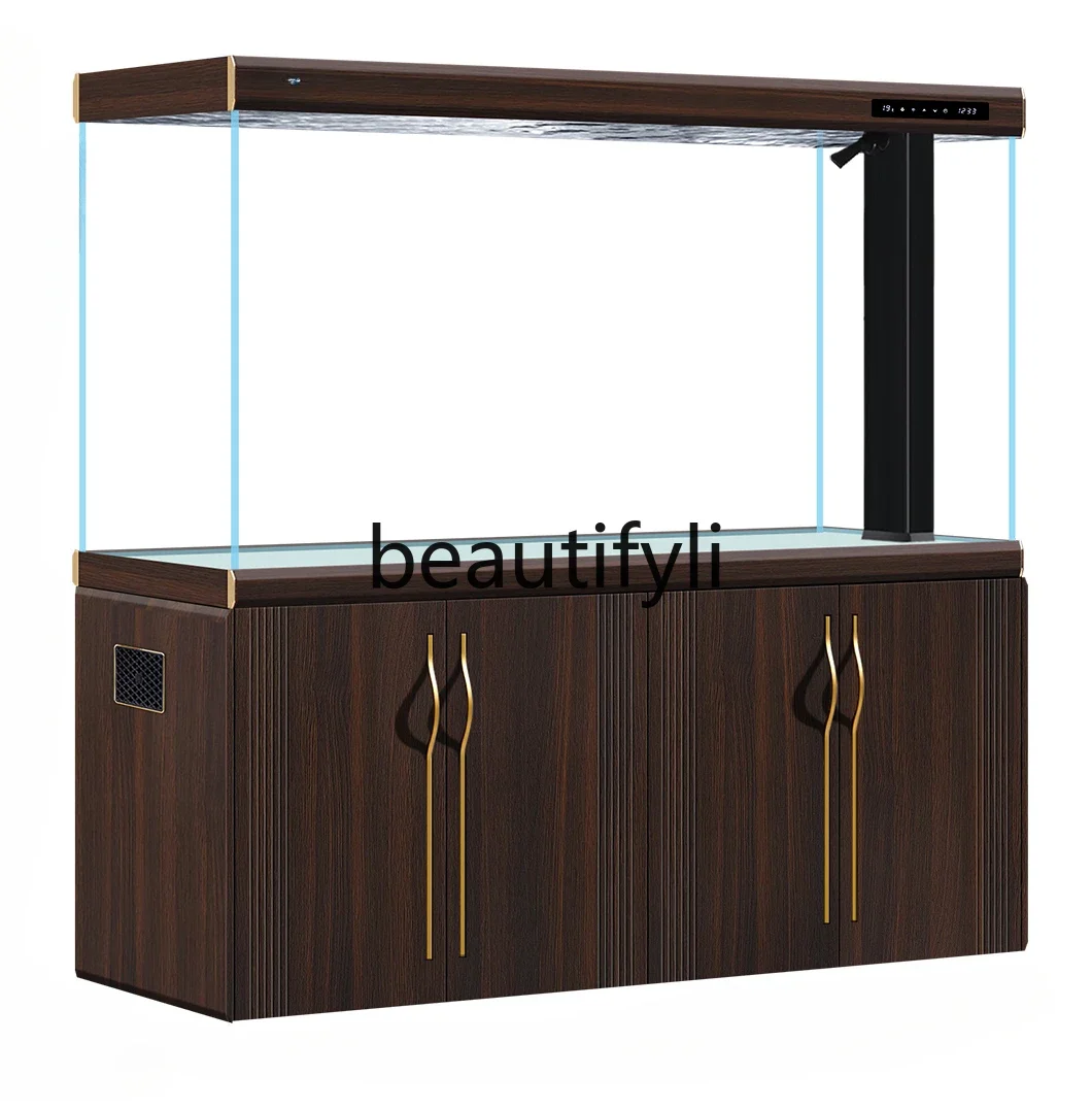 Fish tank large 2024 new light luxury ultra-white ecological intelligent aquarium entrance floor screen