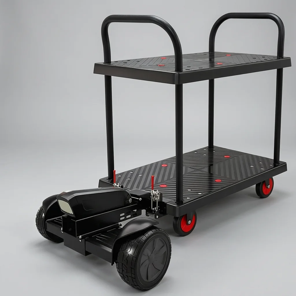 Electric Flatbed Cart, 2 in 1 Warehouse Utility Vehicle, Portable Cargo Mover, Balance Scooter for Delivery, Load Assisting Tool