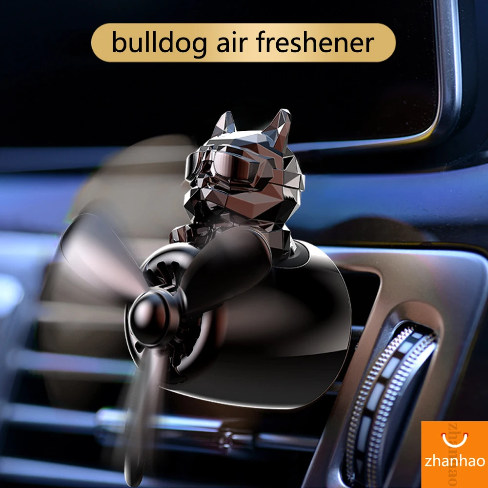 72km Bulldog Perfume Diffuser Car Air Freshener Air Outlet Pilot Propeller Fragrance Auto Interior Accessories Flavoring Decor