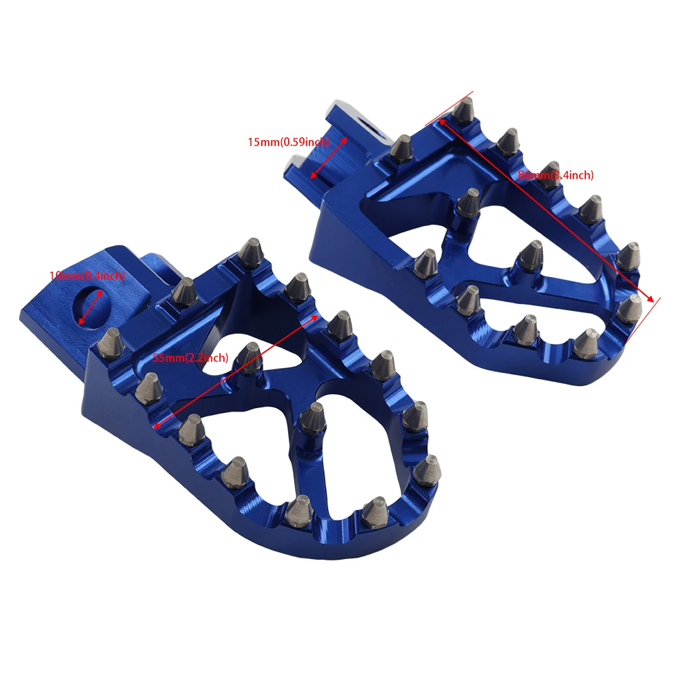 1 Pair Motorcycle Footpegs Footrest Pedals Blue For Yamaha YZ80 YZ125 YZ500 TTR90 TTR125 XT250 WR200 WR250 WR500 TTR110 TTR250