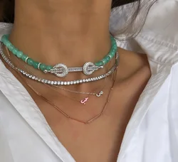 Cute Lovely Mini Small Arabic Love Letter Necklace Rose Gold Color Pastel Enamel Colorful Fashion 2023 Valentine's Day Gift