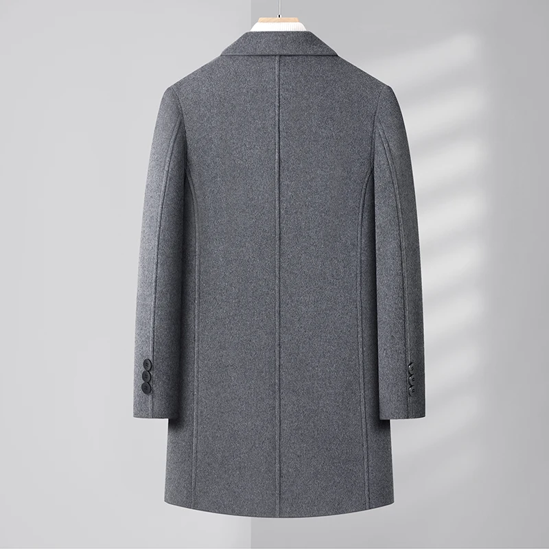 High Quality Autumn and Winter Men\'s Fashion All-in-one Double-sided Woolen Coat Medium Long Business Casual Woolen Coat Coat