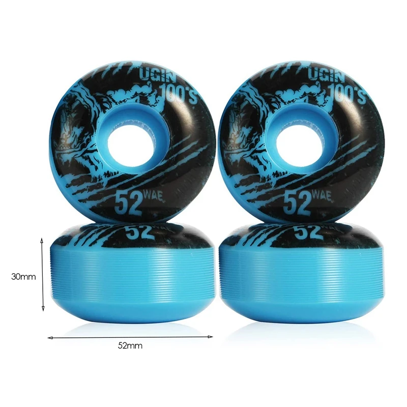 Ruote da Skateboard UGIN 52Mm con ABEC-9 cuscinetti e distanziatori Cruiser Wheels (confezione da 4)