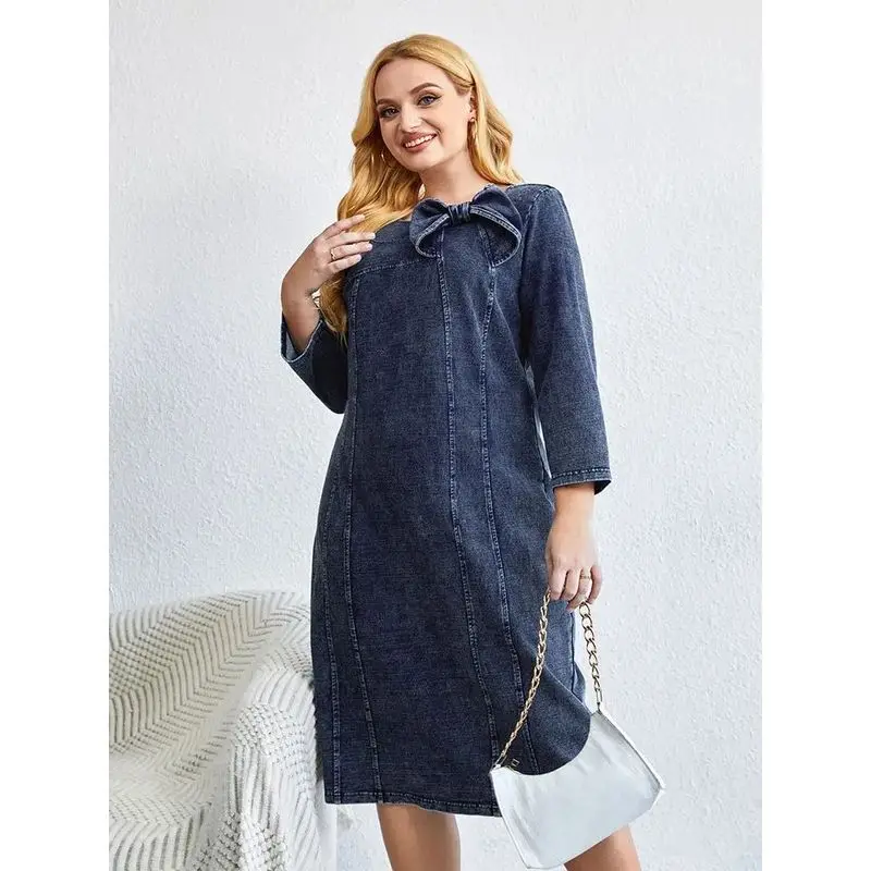 Jean décontracté pour femmes, grande taille, coupe ample, mi-long, ligne a, Sve Cleanfit Sle Thi, Collection hiver, sans marque