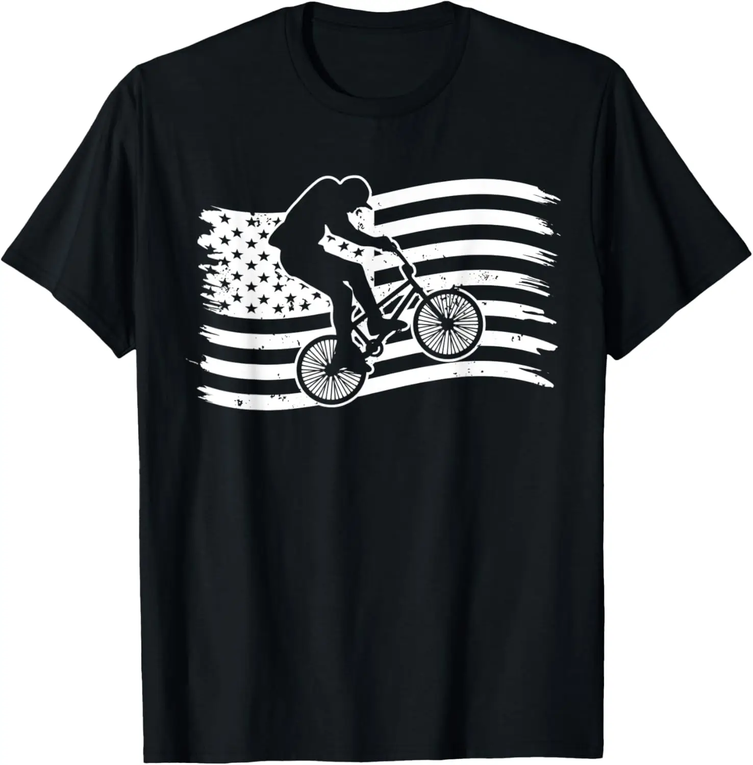 

BMX bicycle biking art vintage USA america flag- biker gift T-Shirt Motorcycle
