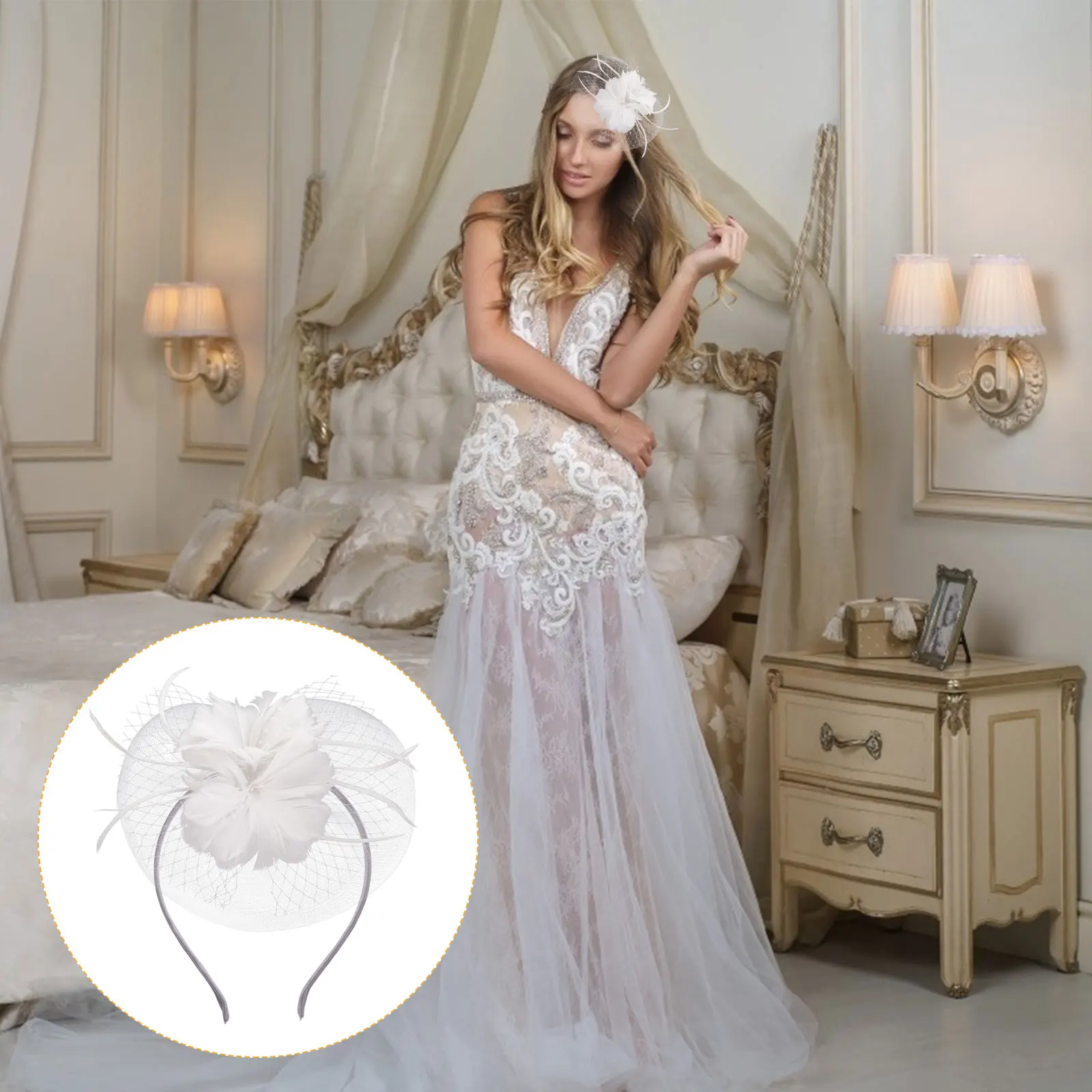 

Flower Hairpin Bridal Headdress Party Hair Clip Elegant Net Yarn Headwear Hairstyle Accessories Lightweight Durable