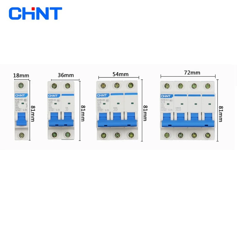 Миниатюрный автоматический выключатель CHINT NXB-63 DZ47, 1P 2P 3P 4P 1A 2A 3A 6A 10A 16A 20A 25A 32A 40A 63a с индикацией