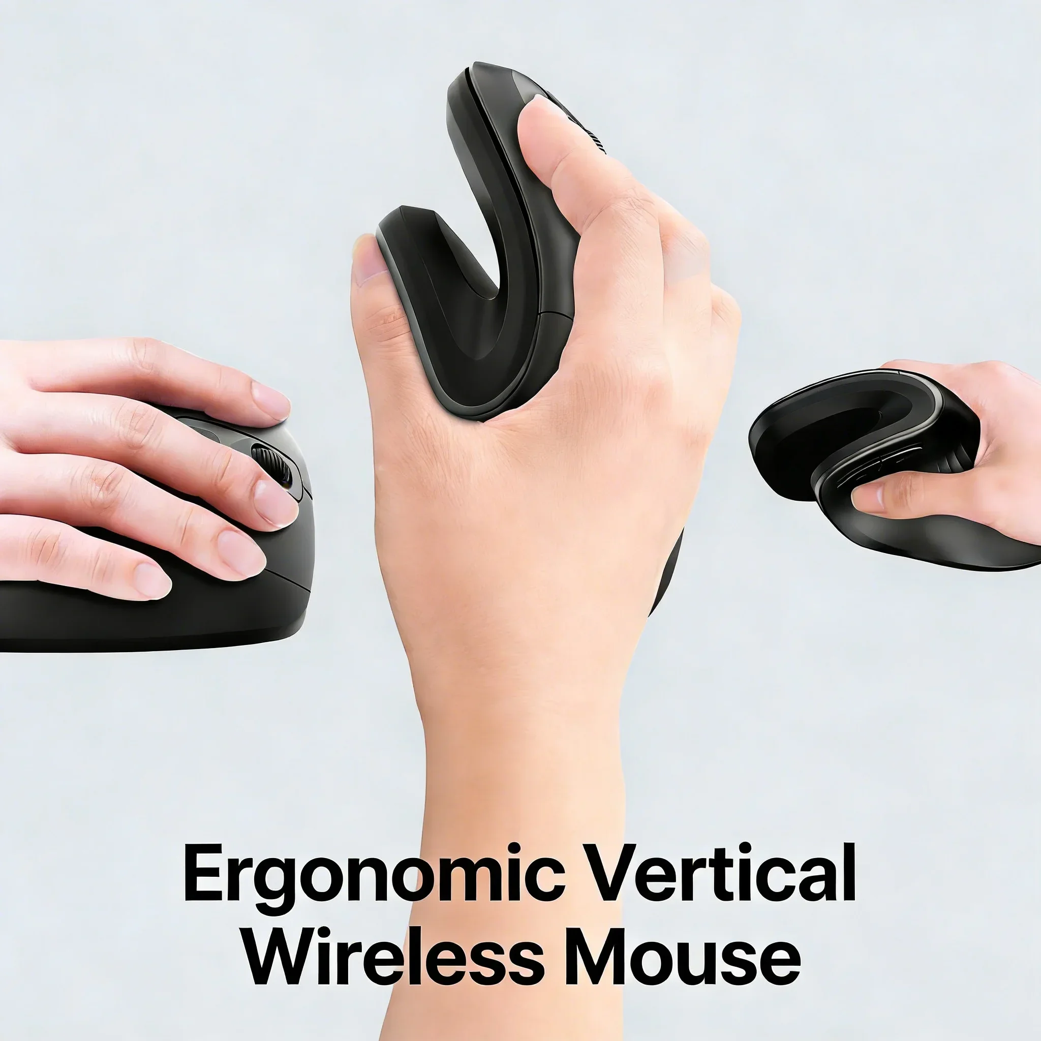 

Vertical Wireless Mouse 2.4G Silent Click Rechargeable Ergonomic Adjustable DPI For Office Laptop PC