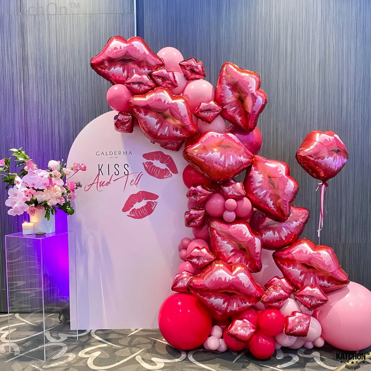 Roter Lippenballon, große Lippen und Lippenstift, Aluminiumfolienballon, Hochzeit, Valentinstag, Vorschlag, Jubiläumsdekoration – Detail 11