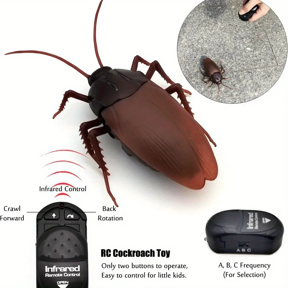 Electronic Animal for Cat,Electronic Realistic Fake Bug Glowing Eyes Cockroach Toy,Prank Jokes Remote Control Fake Cockroaches