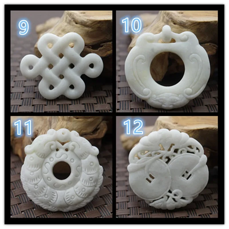 Natural White Jade Carved Lucky Dragon Bat Animal Pendant Necklace Double Sided Carving Jewellery Fashion Amulet Luck Gift Women