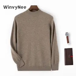 WinvyNee Men Wool Sweaters Man's Clothing Mock Neck Casual Long Sleeve Tops Outerwears Warm Knitwears Pullovers Winter M1103004