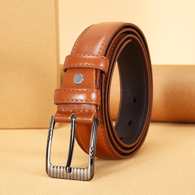 Authentic Luxury Men\'s Leather Jeans women and men Belt with pin bkucle Durable Stitching fashion Business belts for men
