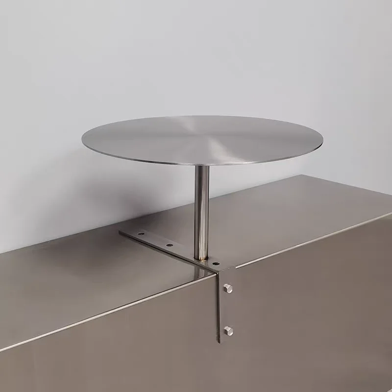 Stainless Steel Wall Table Commercial Round Bar Counter for Milk Tea Shop Coffee Table Space Saving