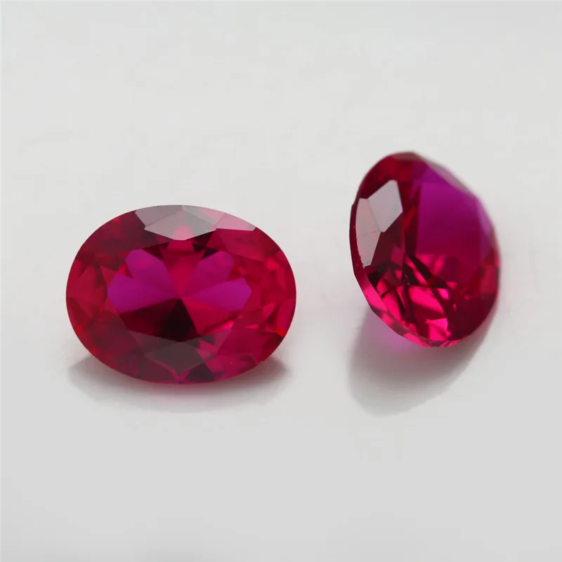 Size 2x4mm~10x12mm Oval Cut 5# Red Rubys Synthetic Corundum Gems Stone For Jewelry DIY Making