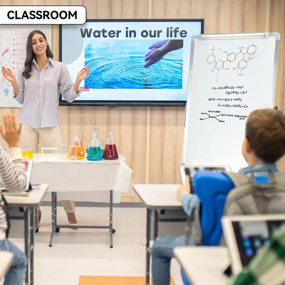 Tripod Writing Board with Paper Clamp And Pen Storage Rack, Single-sided Foldable Magnetic Whiteboard, Smooth Writing Surface Ad