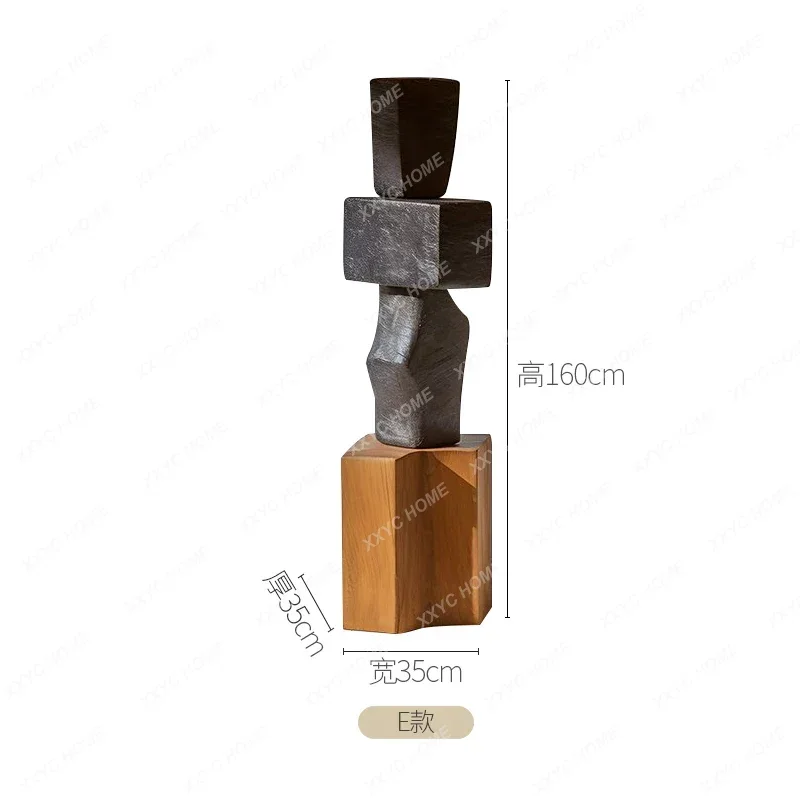 A  A50 Wabi sand wind abstract wood carving floor ornaments B & B, entrance decoration solid wood art sculpture installation