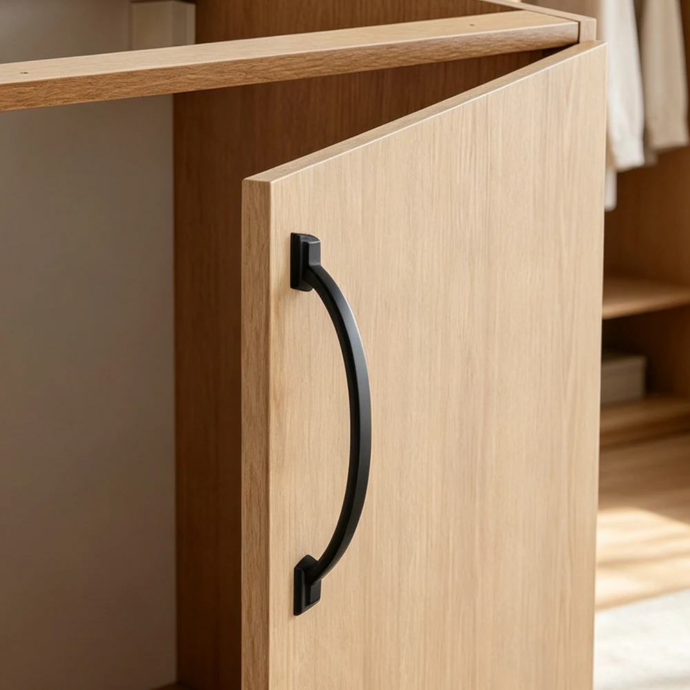 Matte Black Cabinet Pulls 5 Inch 128mm Aluminum Alloy Ergonomic Shape for Kitchen Cabinets Bathroom Vanities Furniture