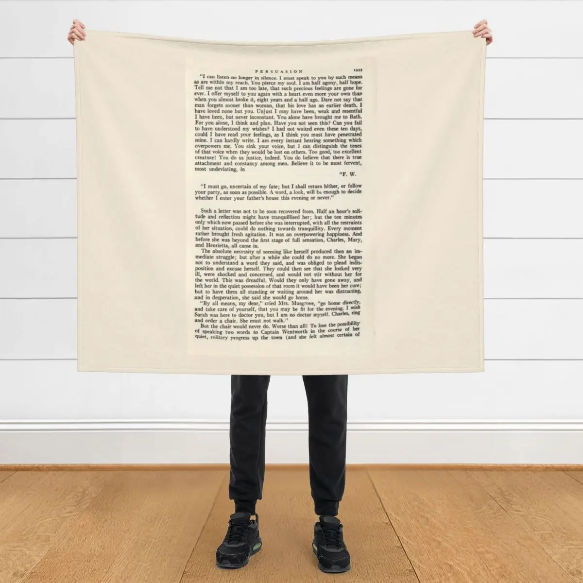 

Persuasion by Jane Austen - Captain Wentworth: I am half agony, half hope. - vintage book page Throw Blanket Flannel Blankets