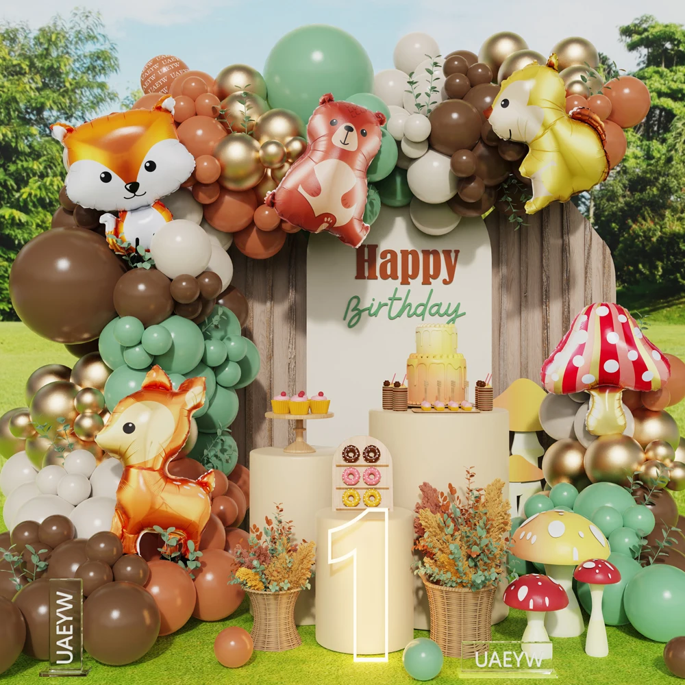 Jungle Animal Theme Balloon Garland Arch Kit Fox Sika Deer Raccoon Fall Birthday decorazioni per feste di matrimonio forniture per Baby Shower