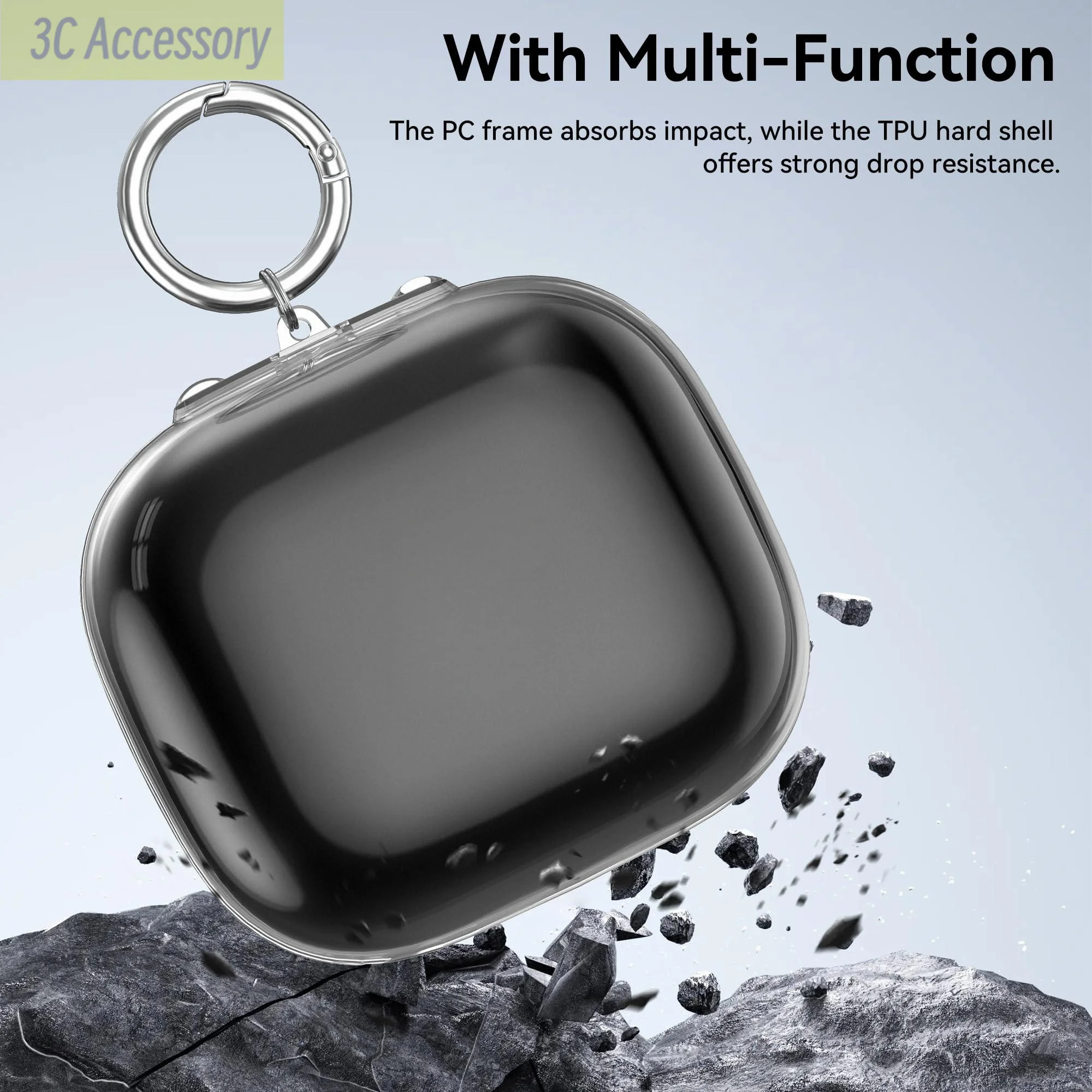 Capa para batidas powerbeats pro 2 com chaveiro capa protetora anti-perda e à prova de choque para 2025 novo powerbeats pro2 capa transparente