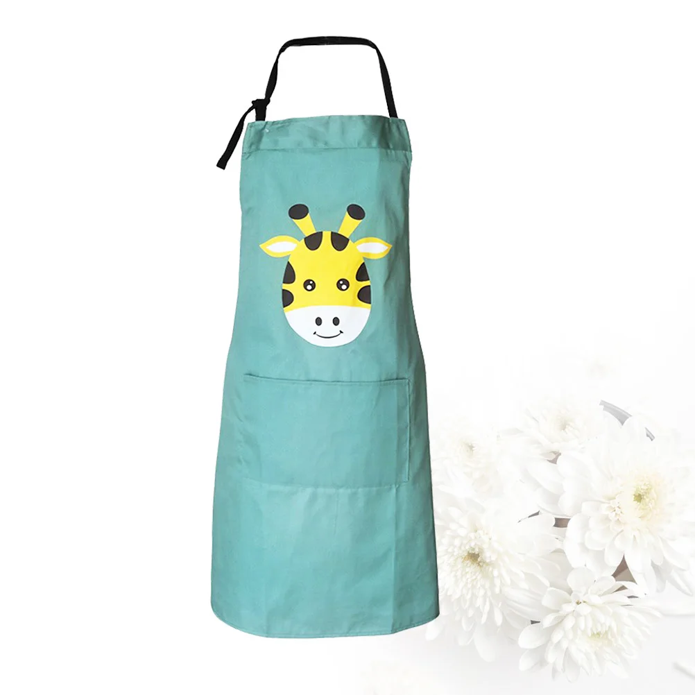 

Cartoon Animal Cooking Apron Size S Cotton Adjustable Hanging Neck Pocket Parent-Child Kitchen Garden