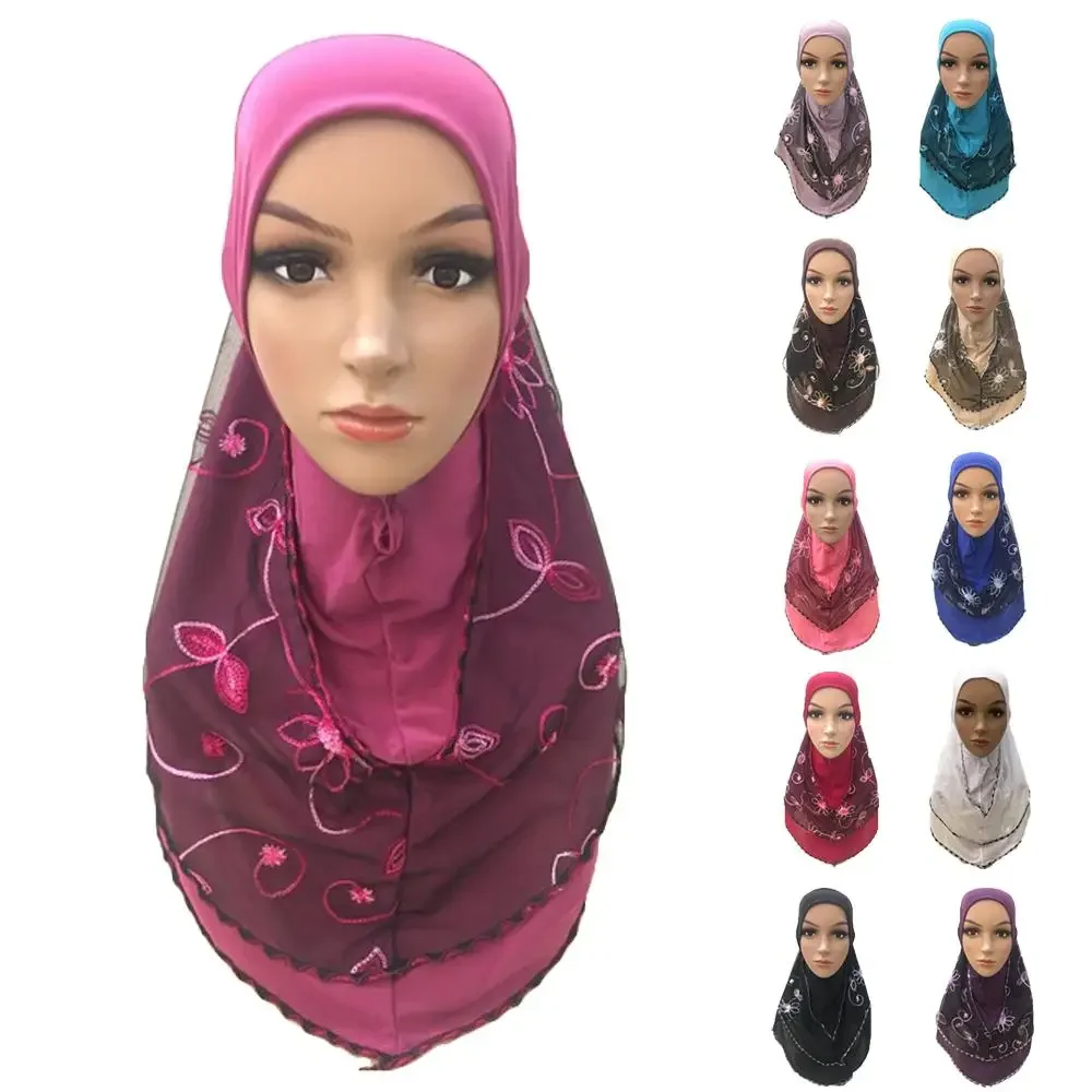 

One Piece Full Cover Chest Hijab Hat Muslim Women Prayer Long Scarf Khimar Hijab Islam Ramadan Headscarf Headwear Arab Amira New