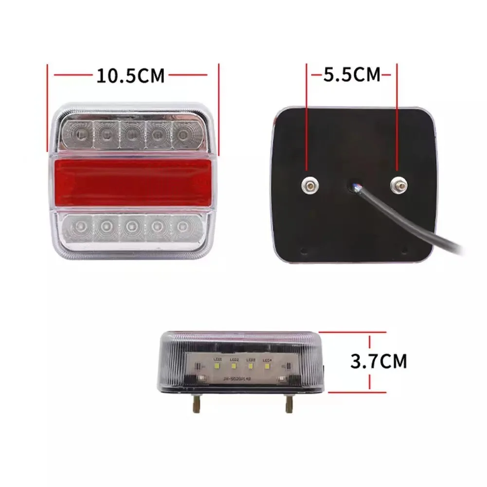 ATVOV 1 Juego de luz trasera de remolque de 12V, 16 LED, Cable de 10m, lámpara de parada de freno de 7 pines, Reflector de placa de matrícula resistente al agua