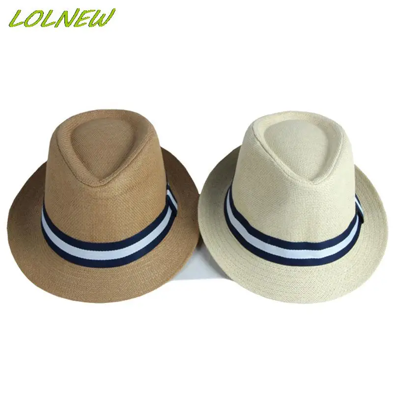 New Summer Men's Hats Fedoras Top Jazz Plaid Hat Adult Bowler Hats Classic Version chapeau Hats Black White Straps Straw Hat