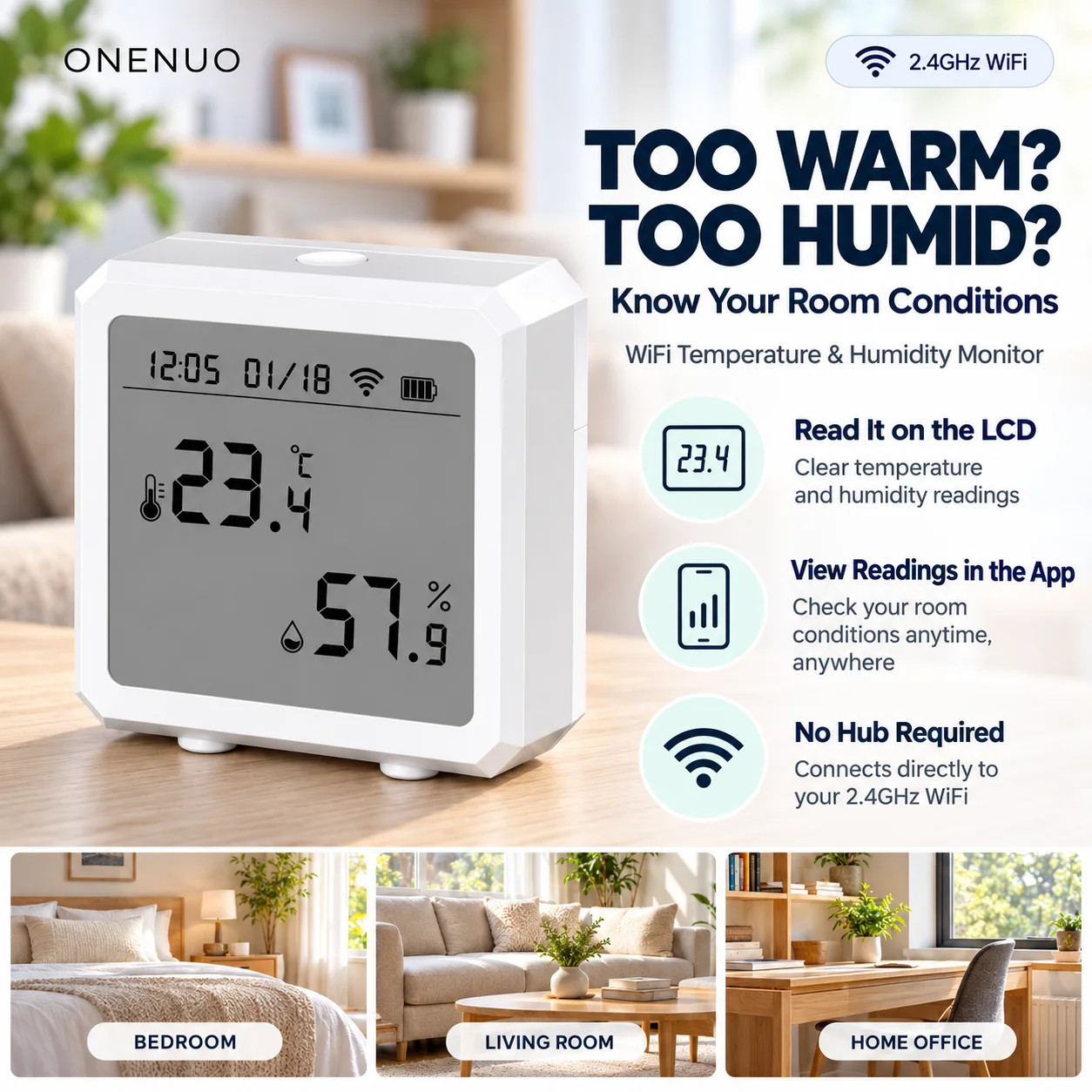 Tuya smart home WiFi Temperature Humidity Sensor LCD Indoor Thermometer Hygrometer Smart Life App Monitor 2.4GHz