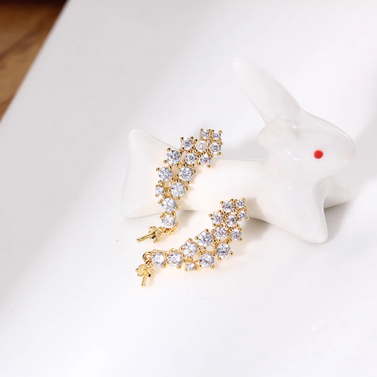 Designer‑Style Women Brass 14K Gold Plated CZ Blank Setting Handmade Findings For DIY Pearl S925 Silver Needle Stud Earring