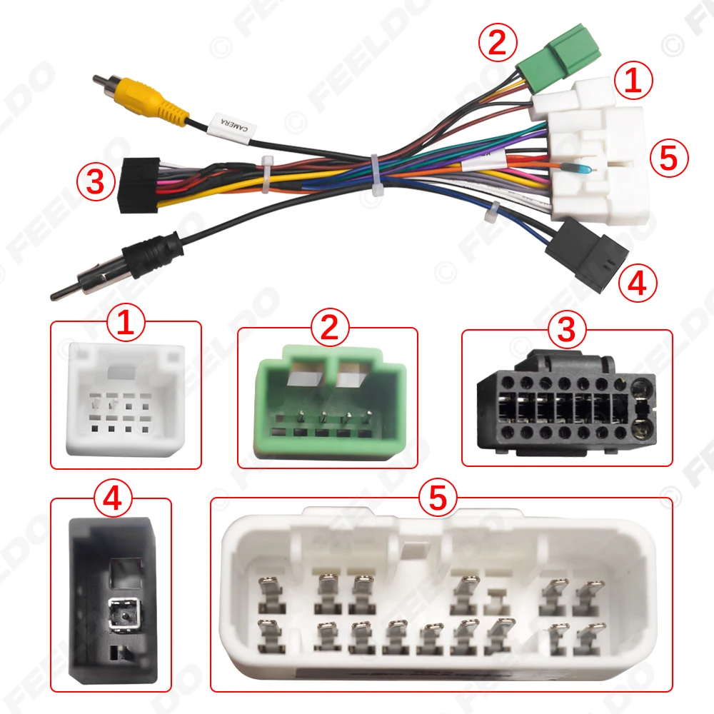 Car 16pin Power Cord Wiring Harness Adapter With Rearview Wire For Isuzu D-MAX(2020-UP) Installation Head Unit Cable