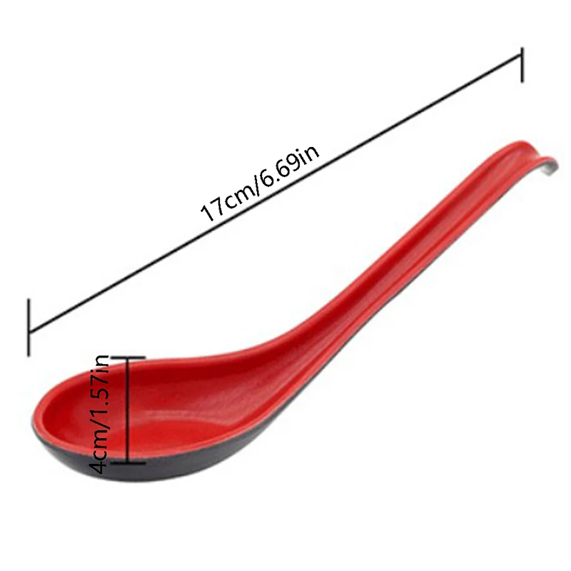 3pcs or 5pcs/set Plastic Soup Spoon Red and Black Kitchen Cooking Utensil Tool Teaspoon Catering Soup Catering Spoon