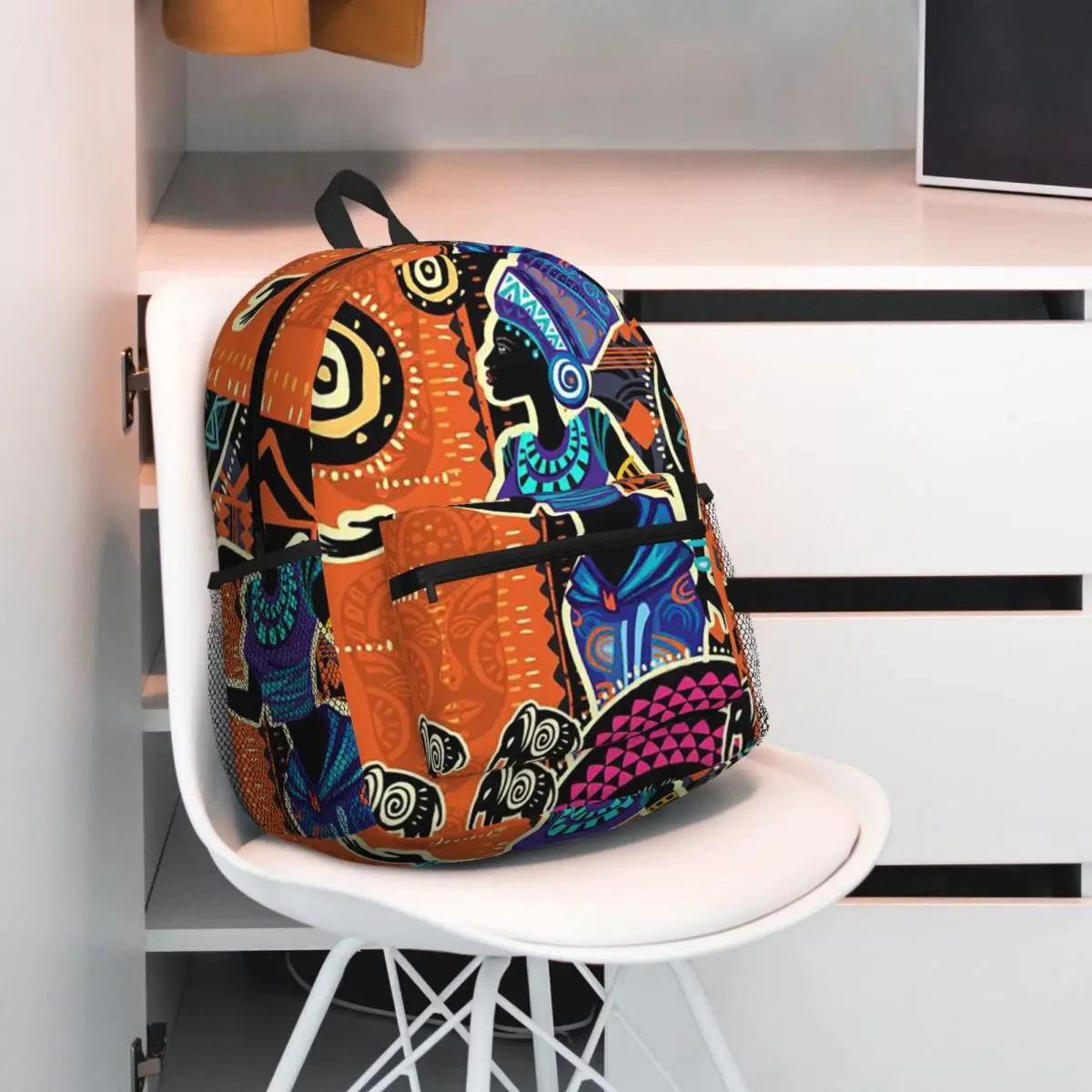 

African Woman Afro Fashion Girls Backpack Student BookBag Kids School Bag Computer Shoulder Bags for Men Women