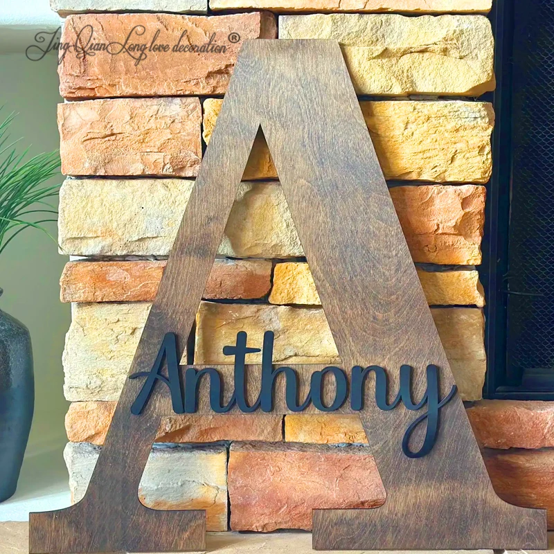 Custom Wooden Initial Sign: Kids Room Name Sign Wooden Name Sign Baby Name Sign