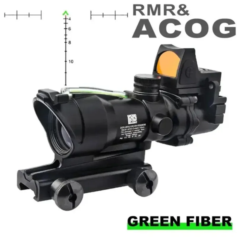 4X32 ACOG Sights Fiber Source Optics Tactical Sights Rifle Scope Cross Red/Green Llluminating Microscope Hunting 20mm Rail Mount