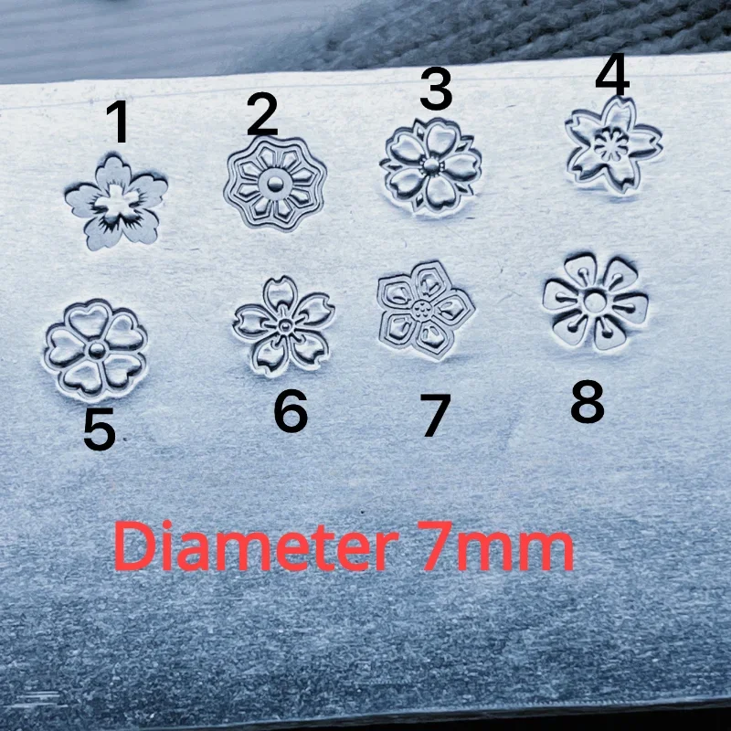 7mm Flower Design Metal Stamps Jewelry Making Punch Steel Stamping Tool Beating Silver Leather Craft Punching Custom Logo