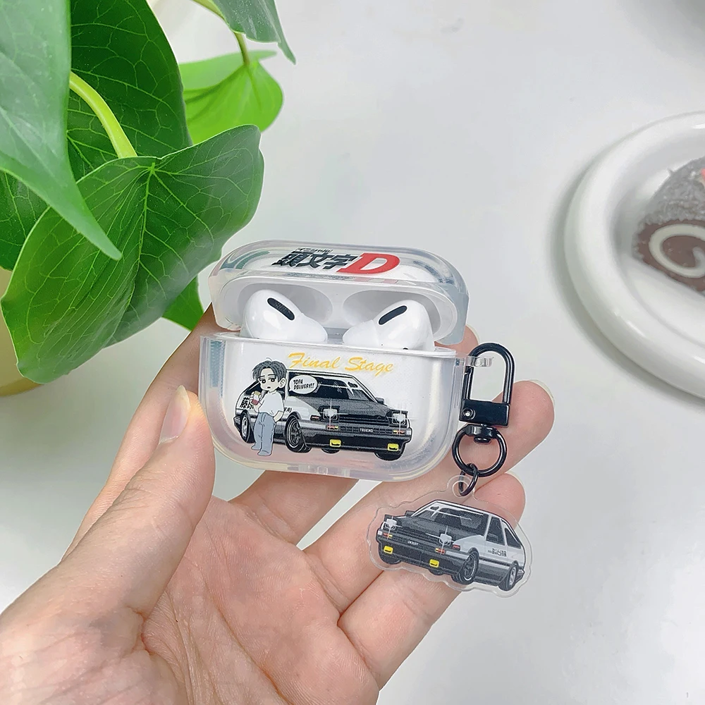 Cartoon Initial D Racing car Fujiwara Earphone Case for AirPods 1 2 3 Pro Pro2 4 Pro3 Wireless Bluetooth Headphone Cover