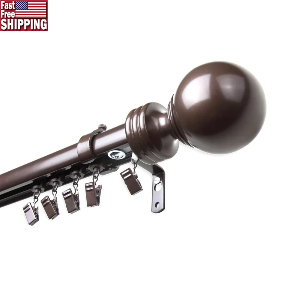 

Elegant Cordless Traverse Rod 28-48 Inch with Smooth Gliding Sliders 2 Finials and Mounting Hardware Curtains