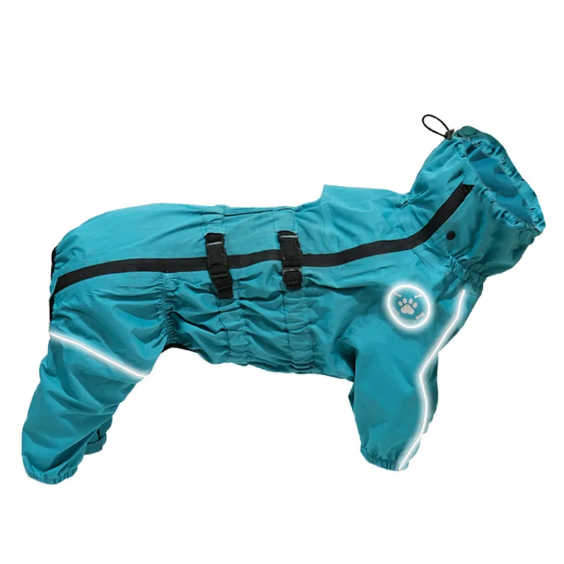 

Pet Raincoat Large Dog With Golden Fur Samo Alaska Waterproof Four Legged Raincoat Dog Hooded Raincoat