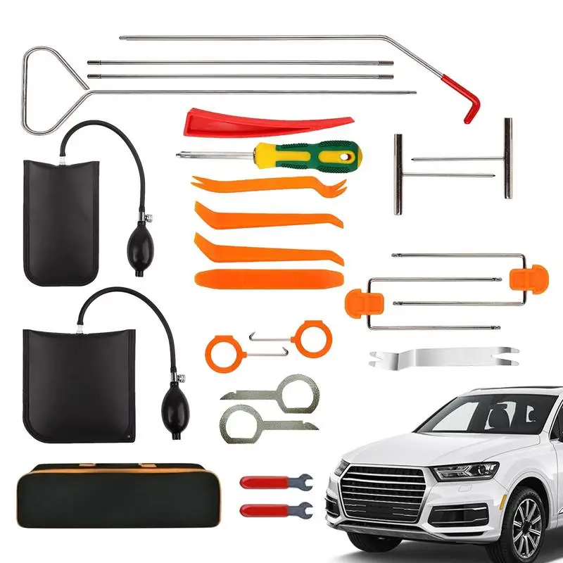 

Auto Dent Repair Rods Kit Hook Rods Tool Dent Remover Rods Labor-Saving Dent Repair Tools With Air Pump Bag For Door Dings And