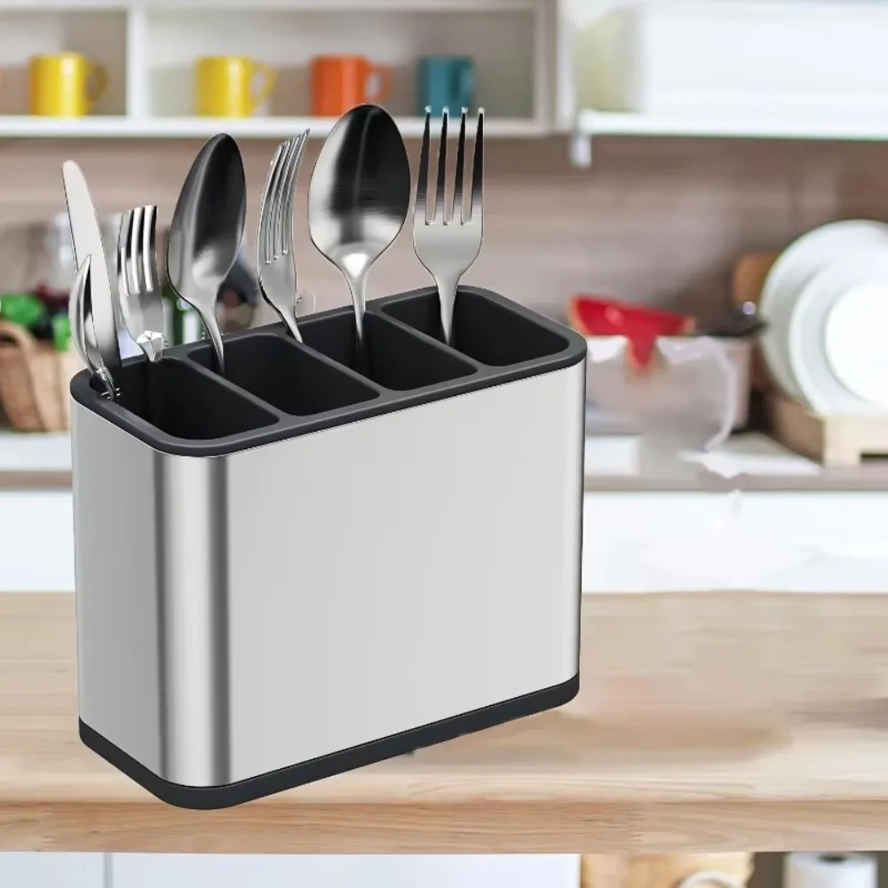 Kitchen Cutlery Organizer Knife Stand Plastic Drain Storage Holder Spoon Fork Chopstick Kitchenware Cooking Tool Tray Shelf Box