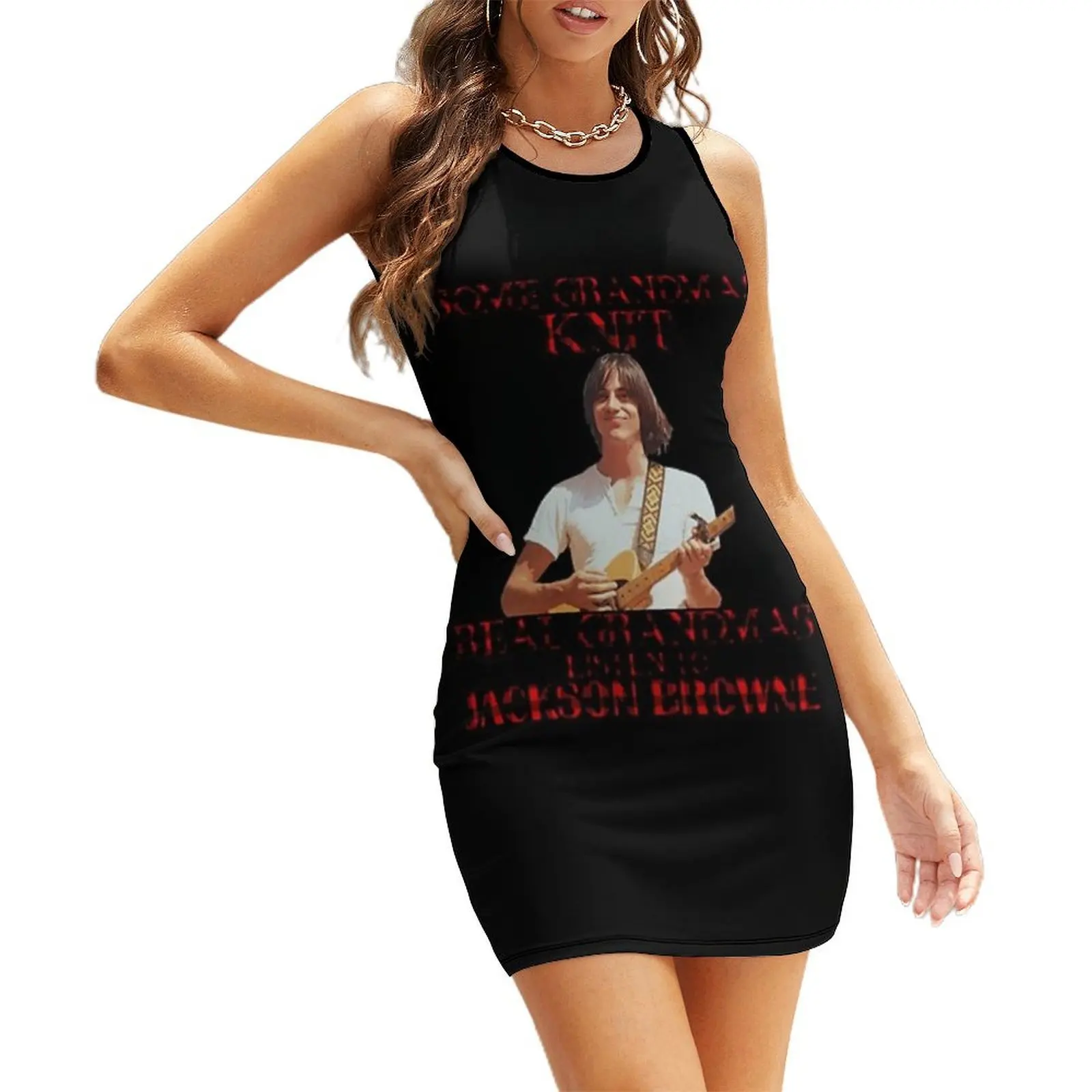 

Some Grandmas Knit Real Grandmas Listen To Jackson Browne Sleeveless Sundress Woman clothing Woman fashion