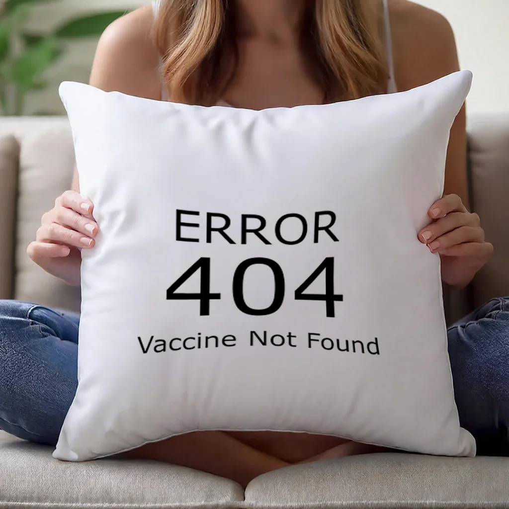 Error 404 Vaccine Not Found Pillow Cover, Tech Humor Design Cushion Case for Living Room Bedroom Home Decor Gift