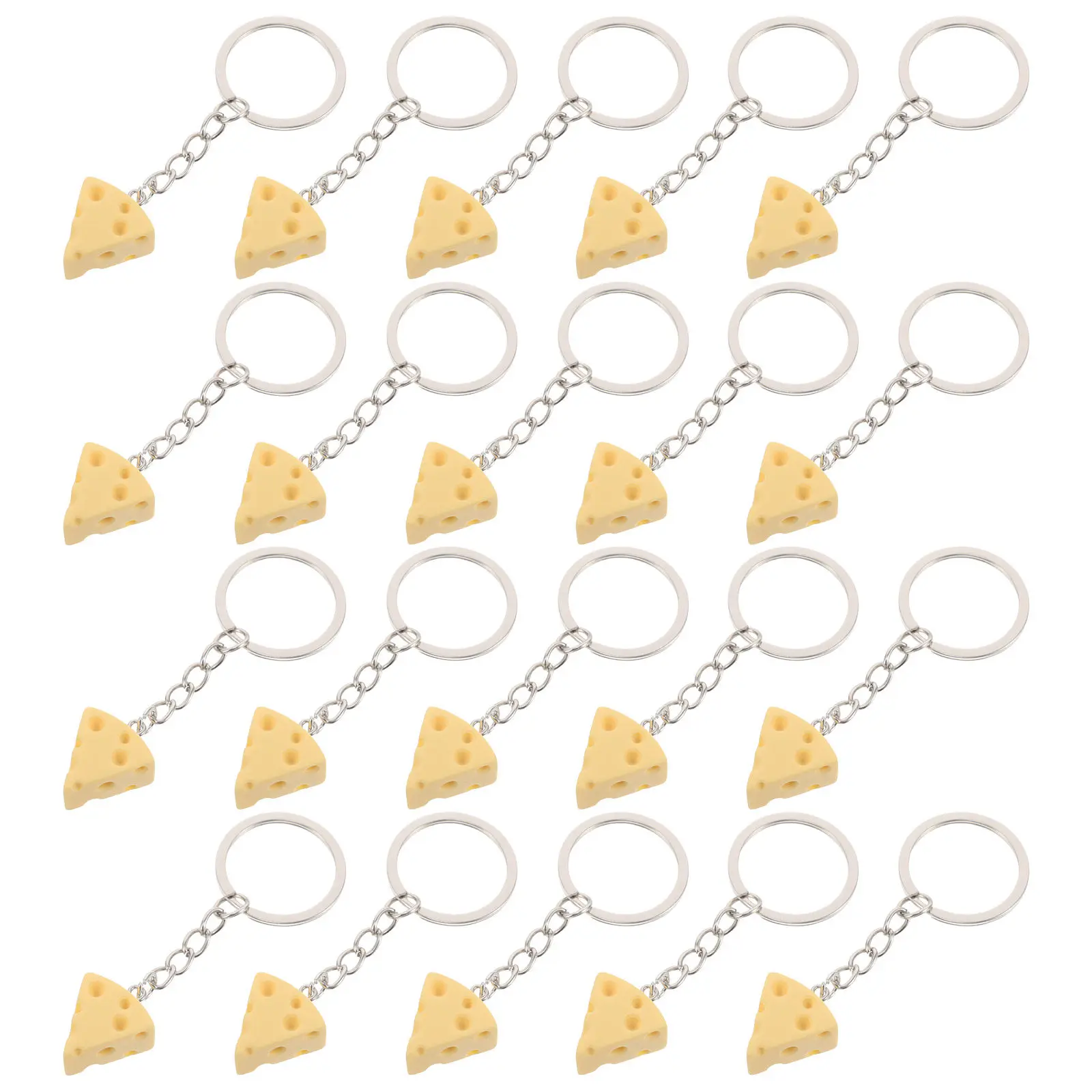 20 Pcs Resin Cheese Keychain Pendants Simulation Food Keyring Food Cheese Keychain Charms Ornaments Backpack Bag Key Holder