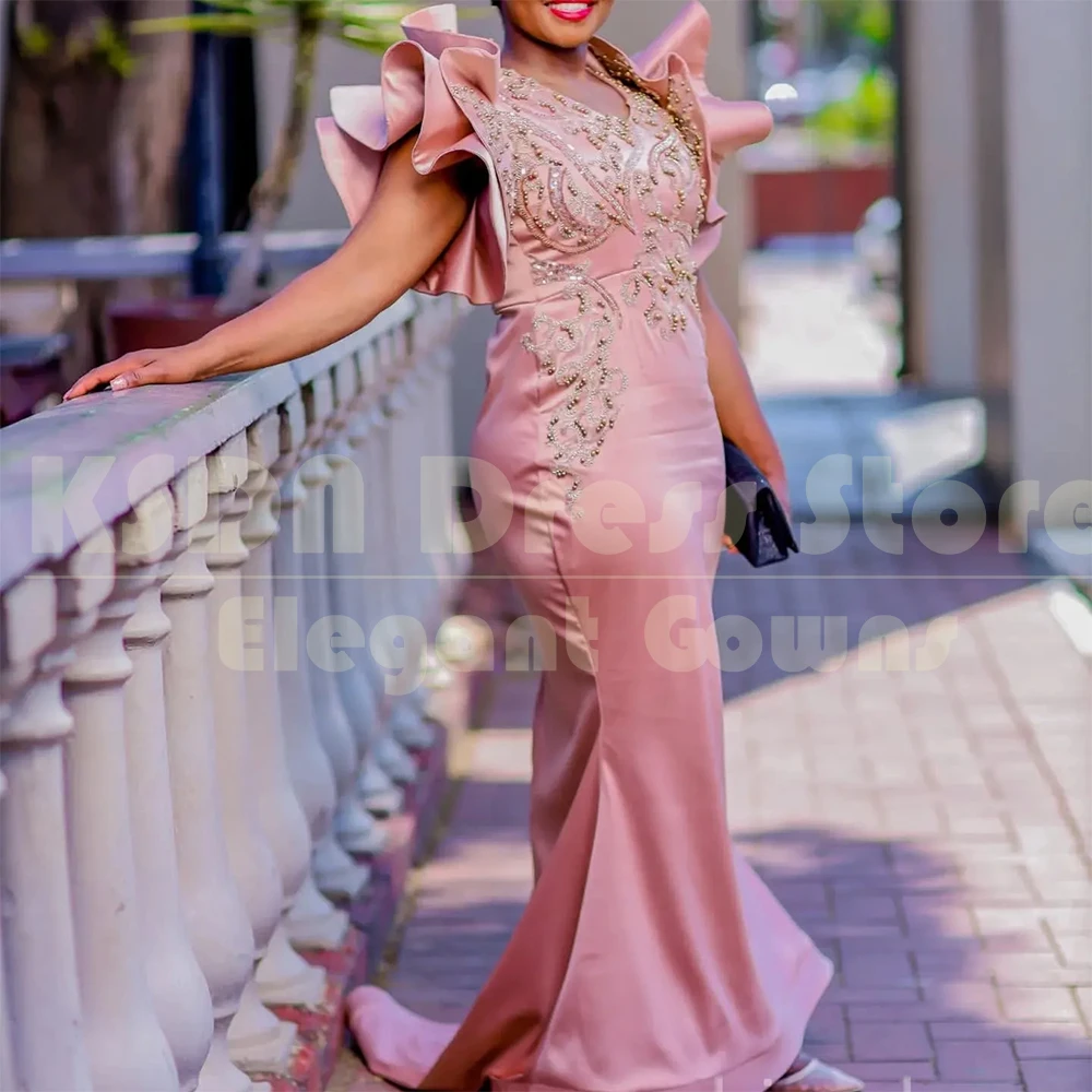 Exquisite Pink Prom Dresses Customized Sweetheart Chapel Train Sleeveless Gowns Special Occasion Women Appliques Dress Vestidos